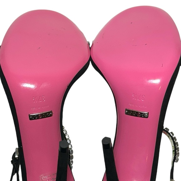 GUCCI Kid Scamosciato Crystal Ankle Strap High Heel Suede Sandals size 37.5 - Picture 14 of 16